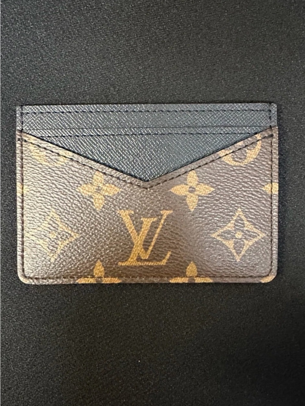Louis Vuitton Monogram Triple Card Holder Card Wallet Brown Black Logo
